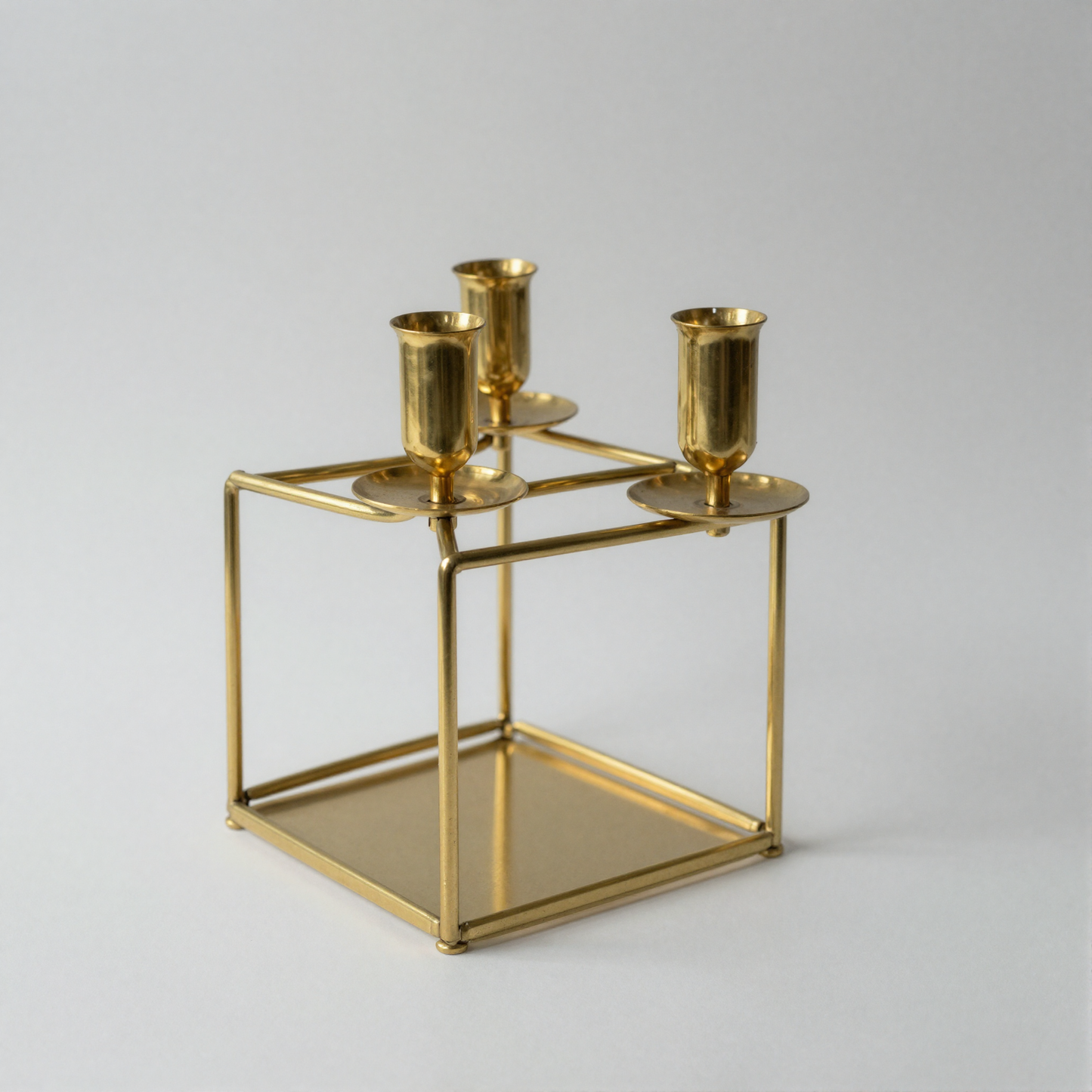 Geometric Brass Candle Holder angle