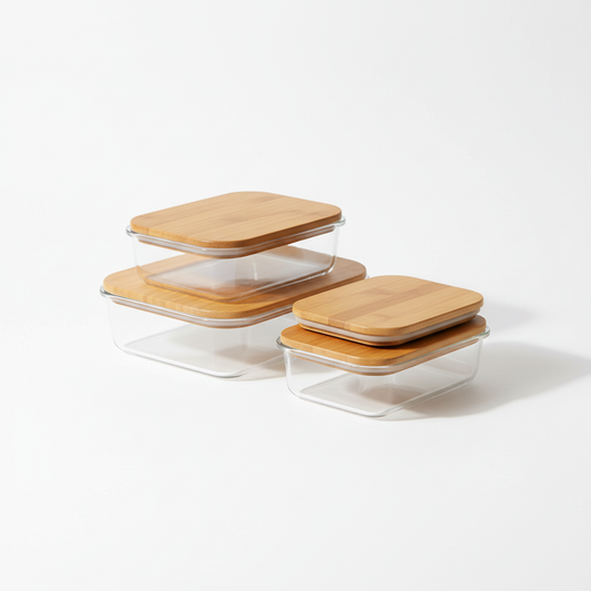 Glass Meal-Prep Containers with Bamboo Lids