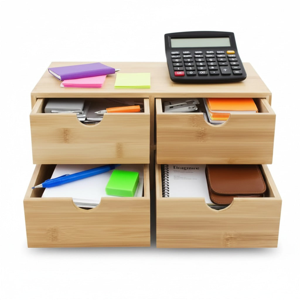 Bamboo Desk Organizer with Drawers
