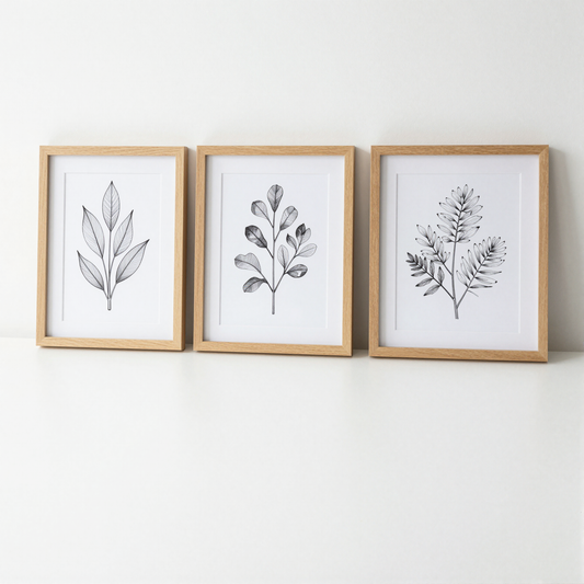 Botanical Line Art Prints Set of 3