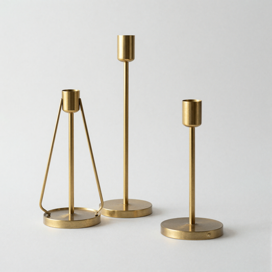 Geometric Brass Candle Holder